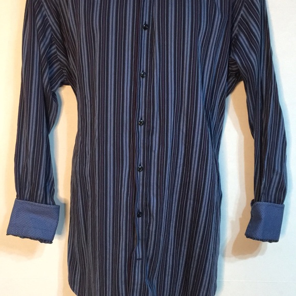 TD Thomas Dean Men’s Shirt Blue Flip Cuffs Button Front 2XL - Picture 5 of 8